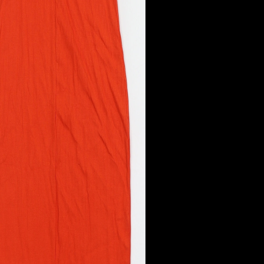 H&M Womens Orange  Viscose Bodycon  Size XS  V-Neck Pullover