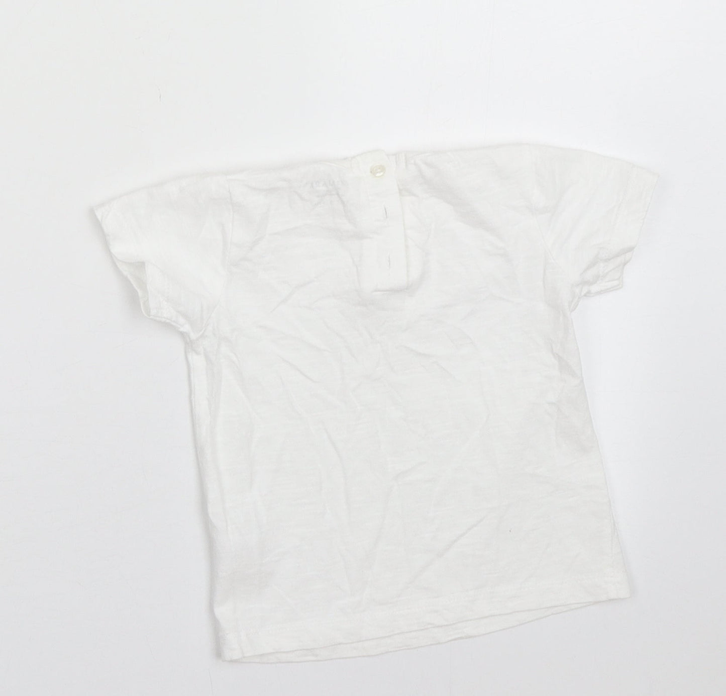 Primark Girls White  Cotton Basic T-Shirt Size 18-24 Months Crew Neck Button