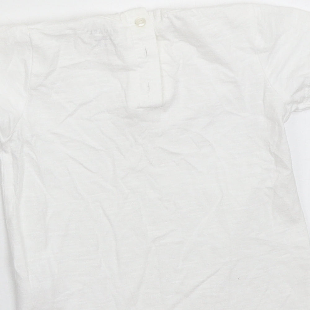 Primark Girls White  Cotton Basic T-Shirt Size 18-24 Months Crew Neck Button