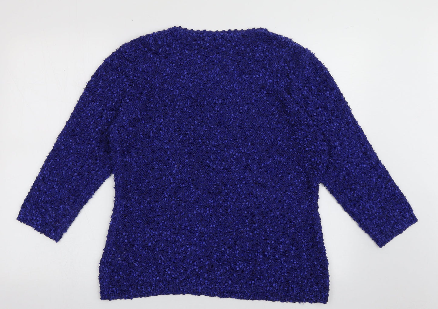 alexara Womens Blue Crew Neck  Acrylic Pullover Jumper Size L