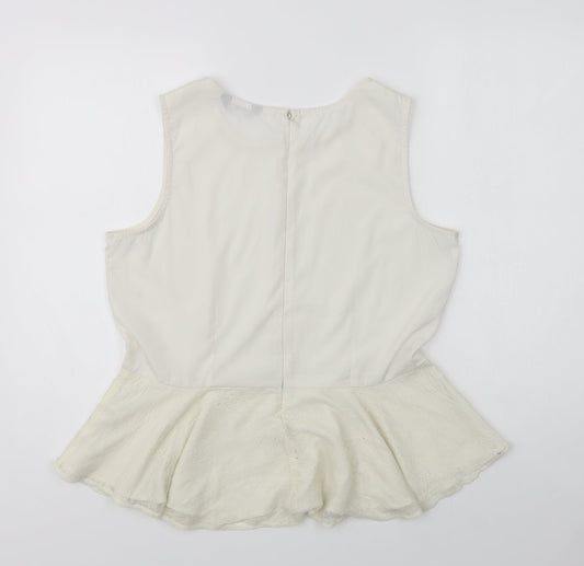 mAX Womens Ivory  Polyester Basic Blouse Size 18 Round Neck - Embellished Neckline
