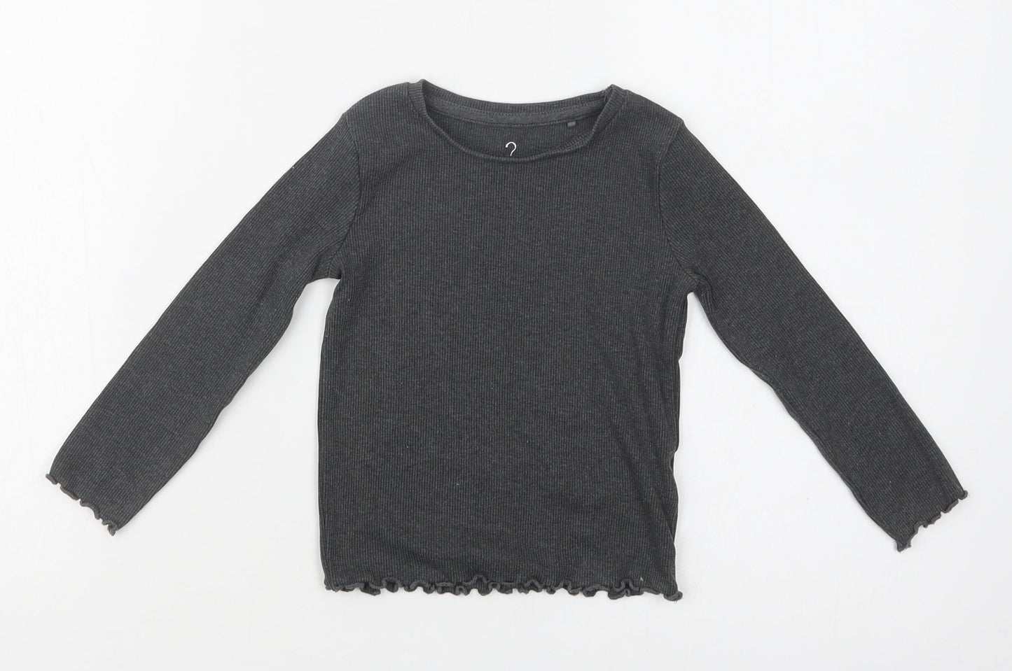 NEXT Girls Grey  Cotton Basic Blouse Size 2 Years Crew Neck