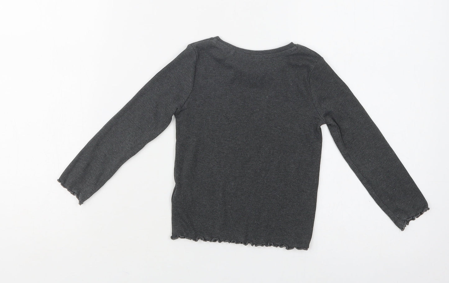 NEXT Girls Grey  Cotton Basic Blouse Size 2 Years Crew Neck