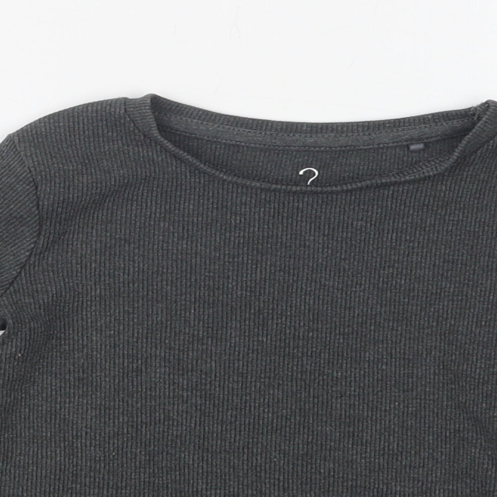 NEXT Girls Grey  Cotton Basic Blouse Size 2 Years Crew Neck