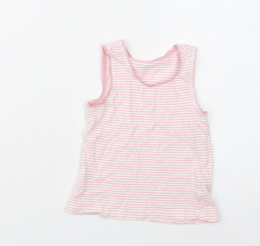 TU Girls Pink Striped Cotton Basic Blouse Size 2-3 Years Crew Neck