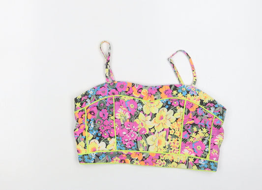 Republic Womens Multicoloured Floral Cotton Cropped Tank Size L Square Neck