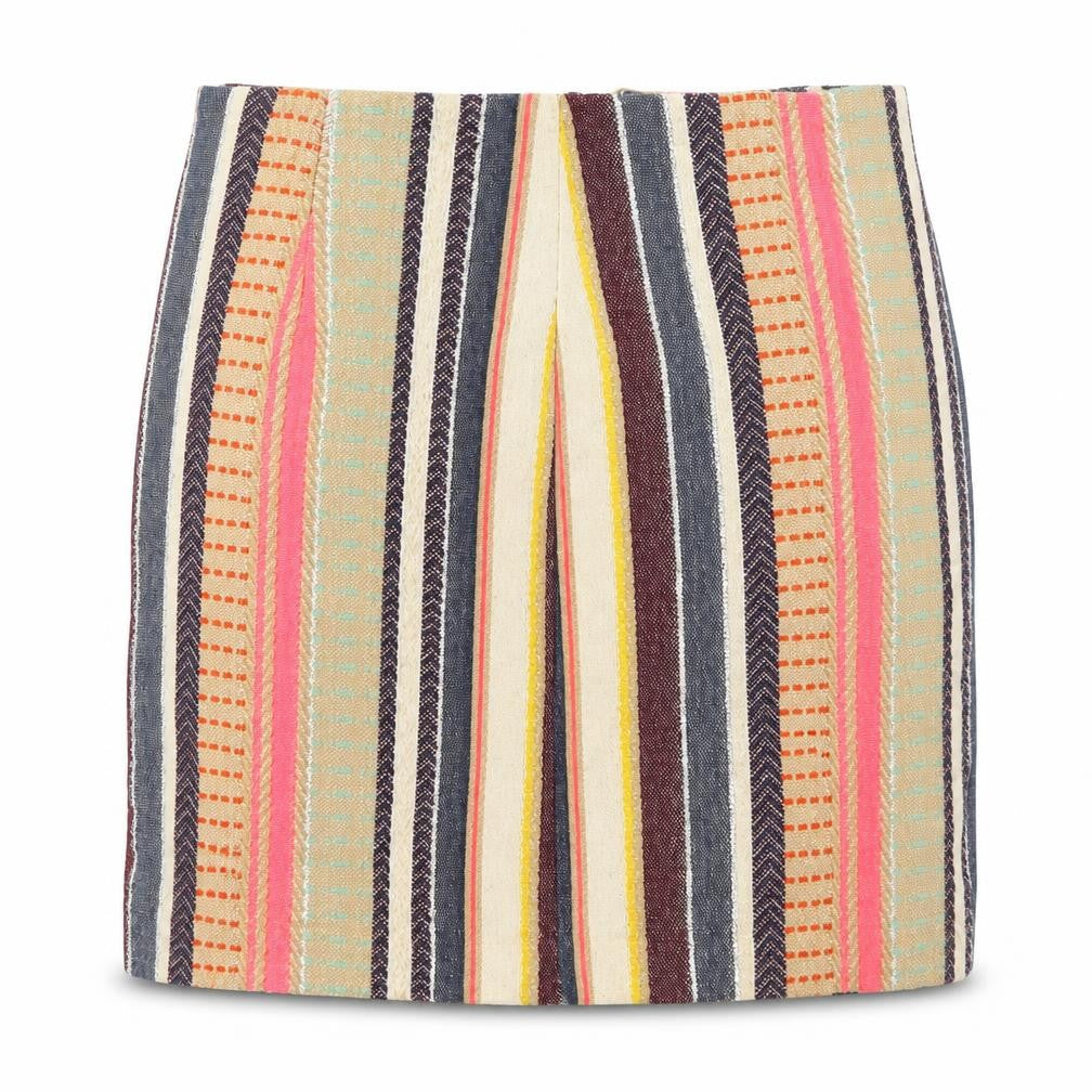 H&M Womens Multicoloured Striped Cotton Mini Skirt Size 8   Zip
