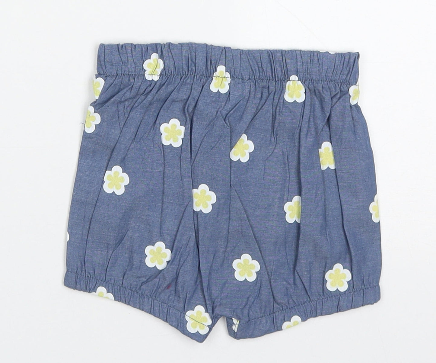 Jianco Girls Blue Floral Cotton Cropped Trousers Size 3-6 Months