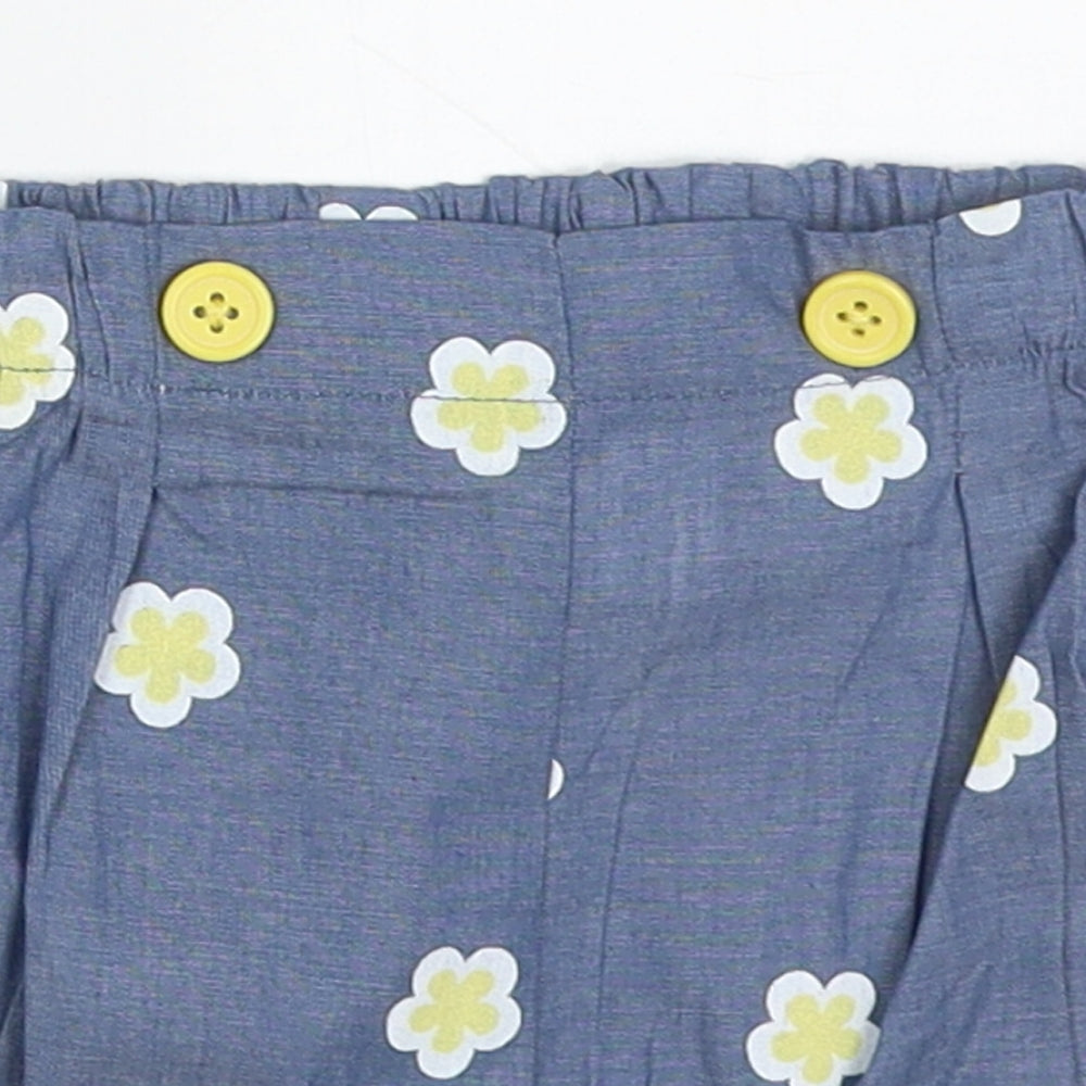 Jianco Girls Blue Floral Cotton Cropped Trousers Size 3-6 Months
