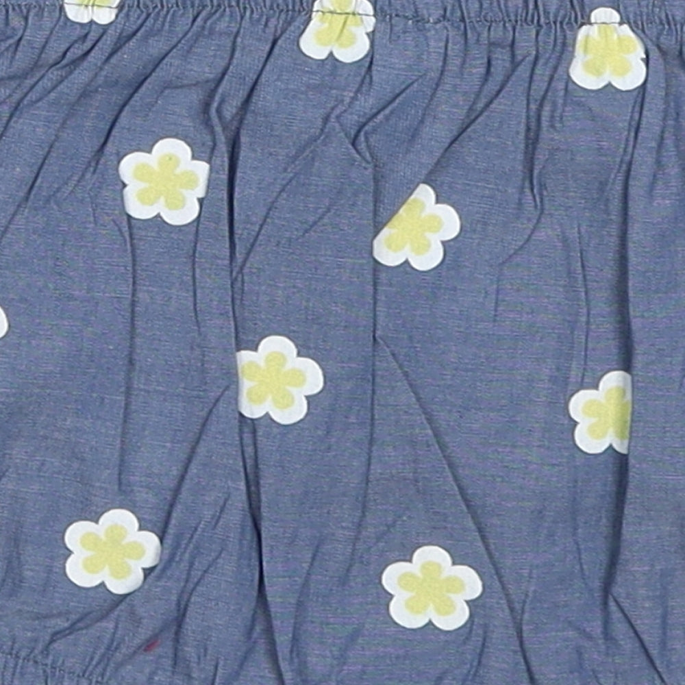 Jianco Girls Blue Floral Cotton Cropped Trousers Size 3-6 Months