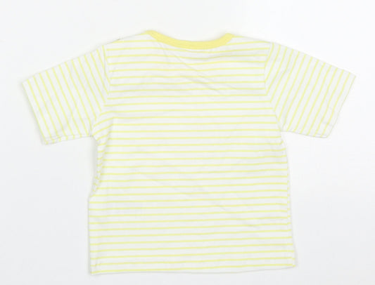 Lily & Jack Girls Yellow Striped Cotton Basic T-Shirt Size 3-6 Months Crew Neck Pullover - Love