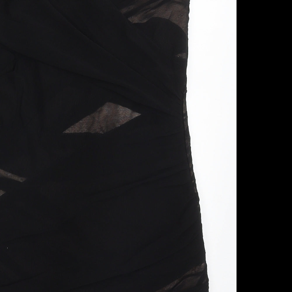 Topshop Womens Black  Polyester Mini  Size 12  Square Neck Zip