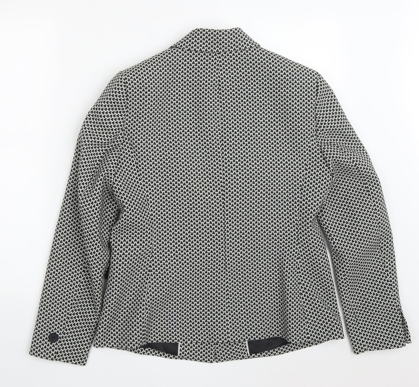 Marks and Spencer Womens Black Geometric Polyester Jacket Suit Jacket Size 12   - Black and White