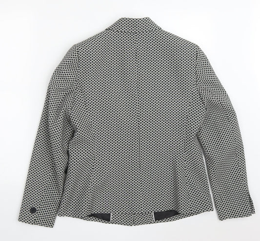 Marks and Spencer Womens Black Geometric Polyester Jacket Suit Jacket Size 12   - Black and White