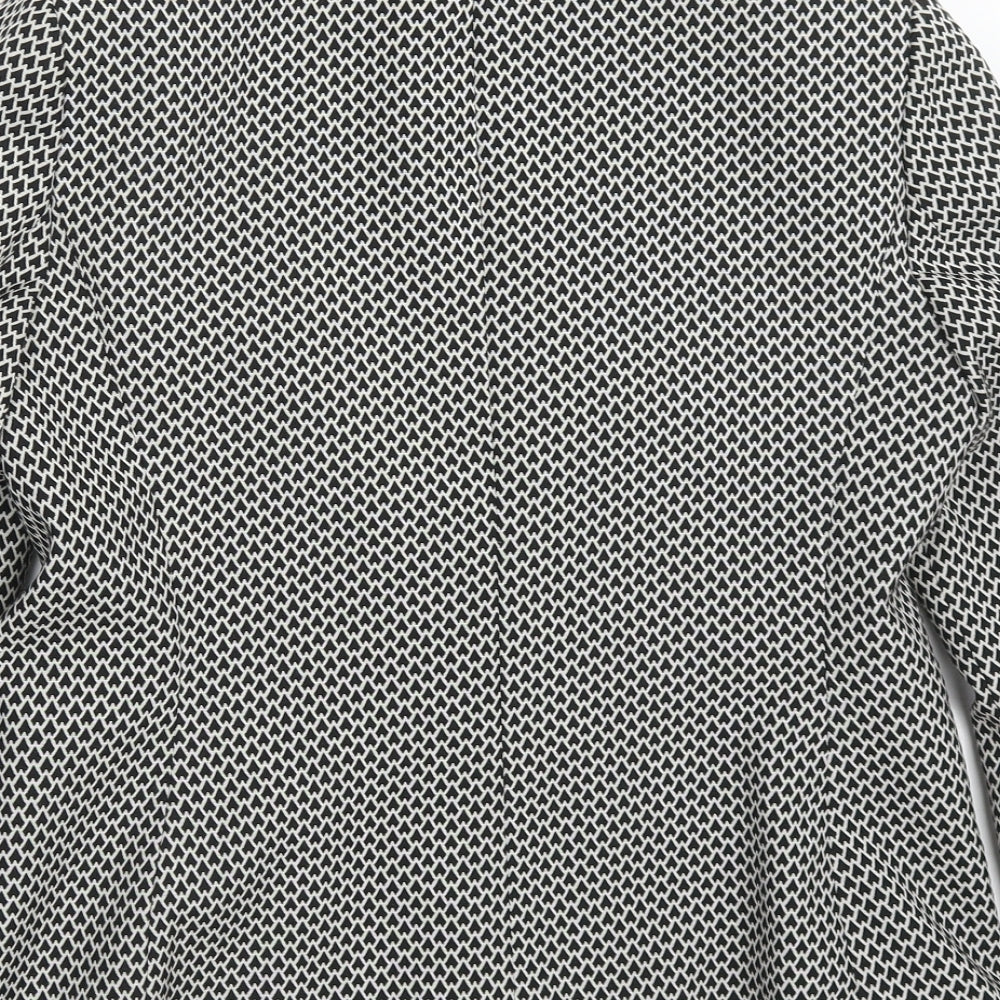 Marks and Spencer Womens Black Geometric Polyester Jacket Suit Jacket Size 12   - Black and White