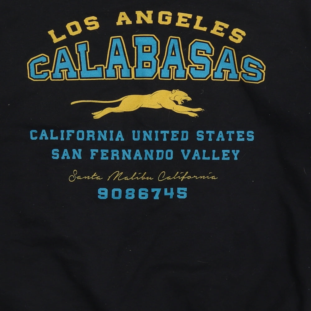 PRETTYLITTLETHING Womens Black  Cotton Pullover Sweatshirt Size S  Pullover - Los Angeles Calabasas