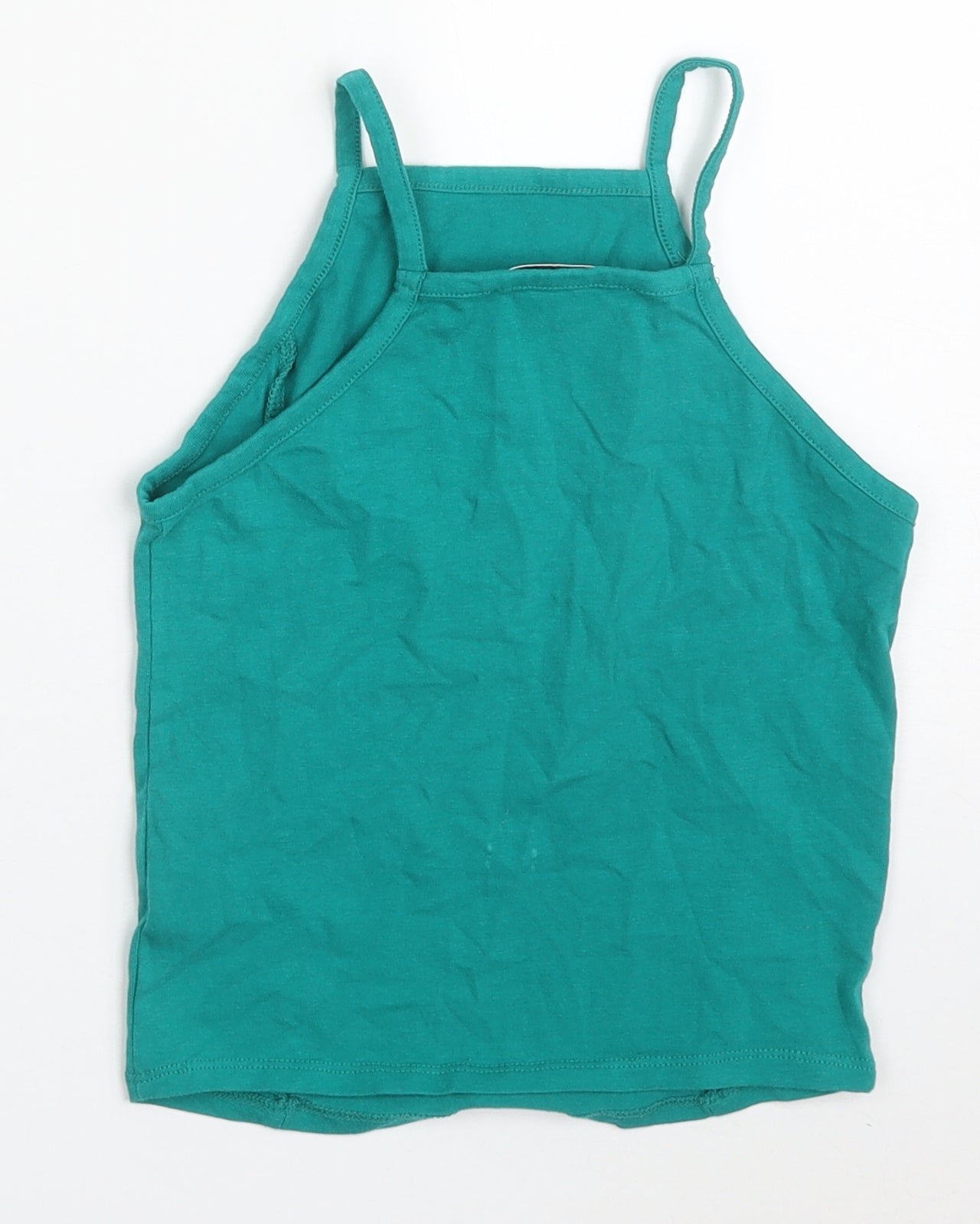 Miss Selfridge Womens Green  Cotton Basic Tank Size 6 Round Neck