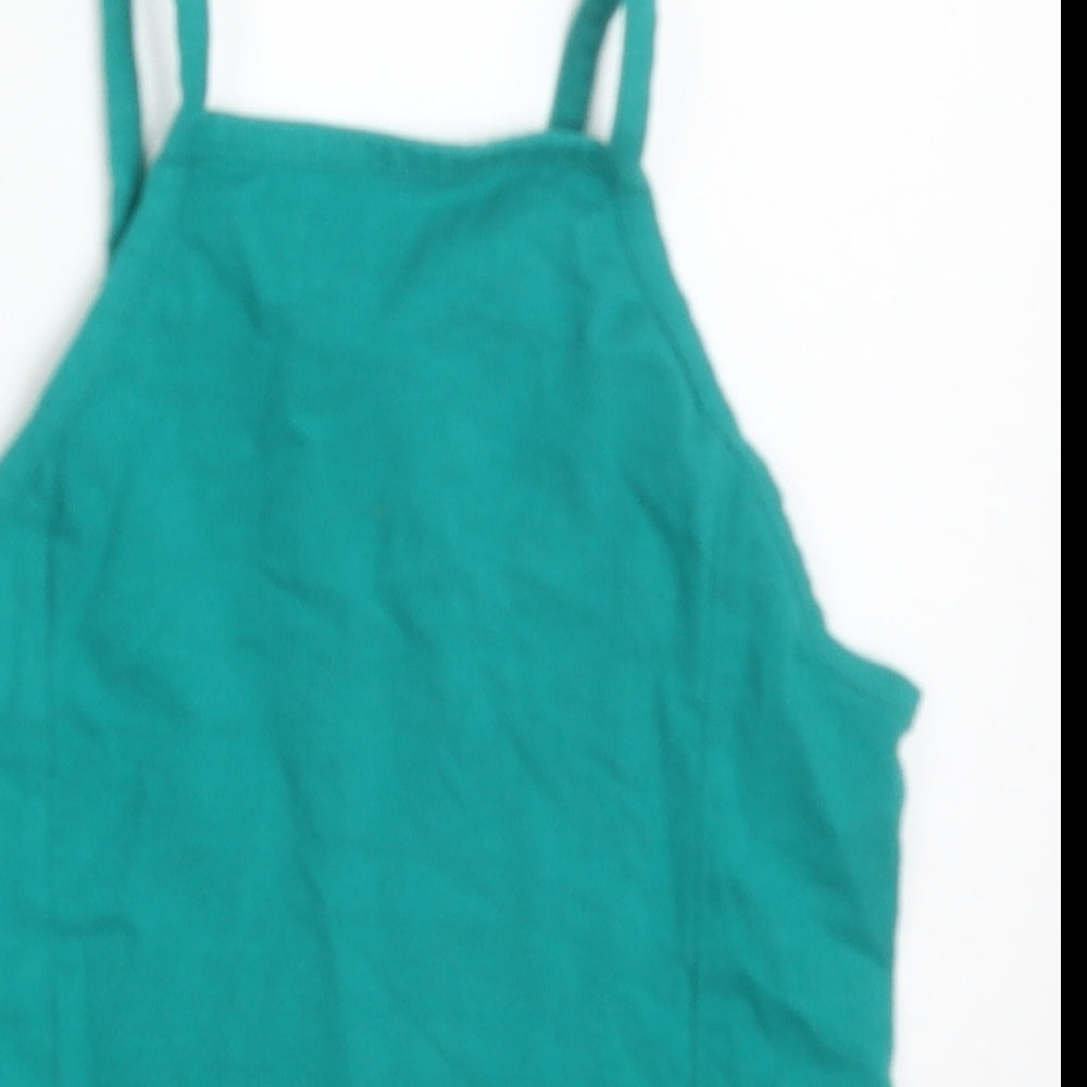 Miss Selfridge Womens Green  Cotton Basic Tank Size 6 Round Neck