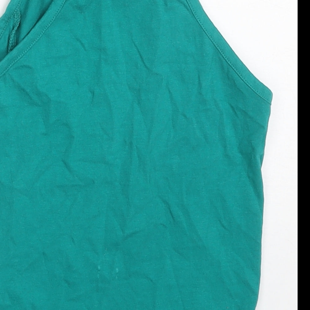Miss Selfridge Womens Green  Cotton Basic Tank Size 6 Round Neck