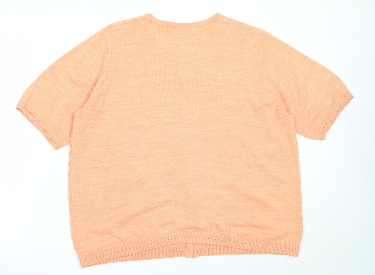 EWM Womens Orange Round Neck  Acrylic Cardigan Jumper Size L