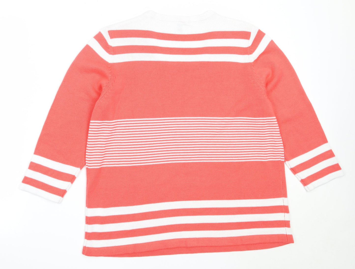 Preworn Womens Pink Square Neck Striped Acrylic Pullover Jumper Size 20