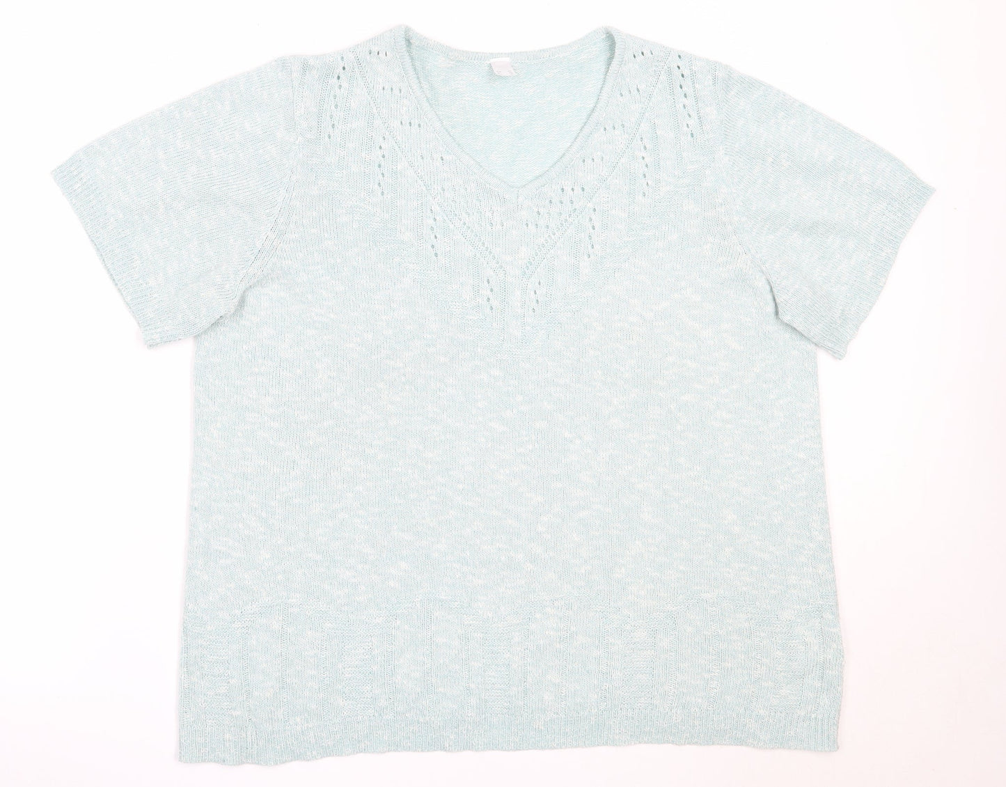 Preworn Womens Green V-Neck  Acrylic Pullover Jumper Size 20