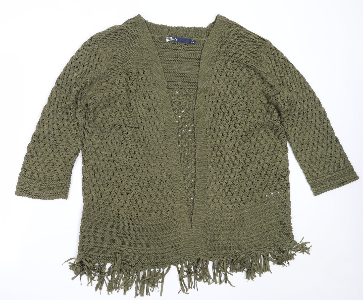 EWM Womens Green Round Neck  Acrylic Cardigan Jumper Size M