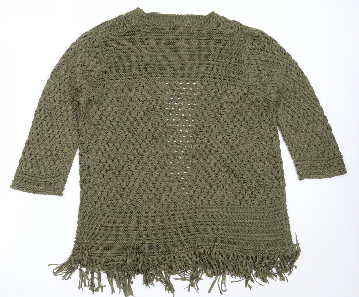 EWM Womens Green Round Neck  Acrylic Cardigan Jumper Size M
