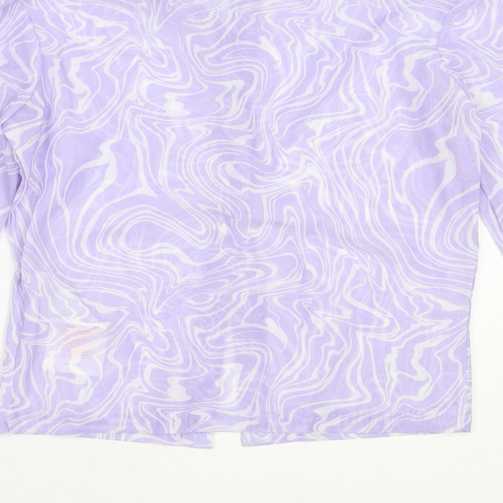 Brave Soul Womens Purple  Polyester Basic Button-Up Size XS Collared