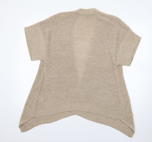 Mia Moda Womens Beige V-Neck  Acrylic Cardigan Jumper Size M