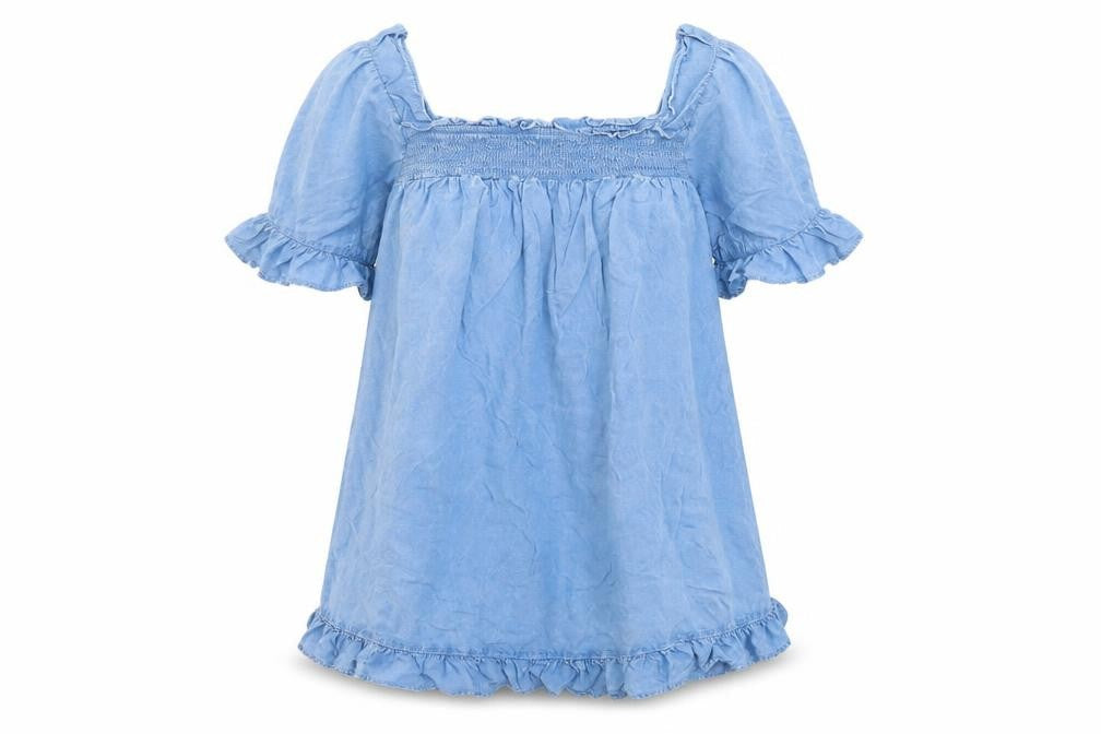 influence Womens Blue  Viscose Basic T-Shirt Size 10 Square Neck
