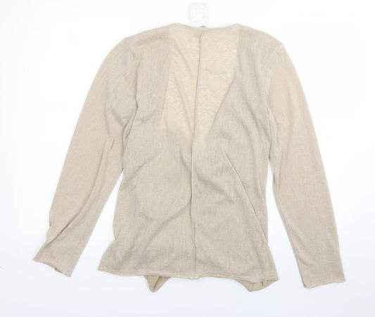 M&S Womens Beige V-Neck  Polyester Cardigan Jumper Size 14