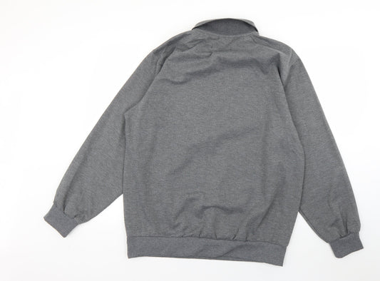 D Project Mens Grey Collared Check Polyester Pullover Jumper Size XL