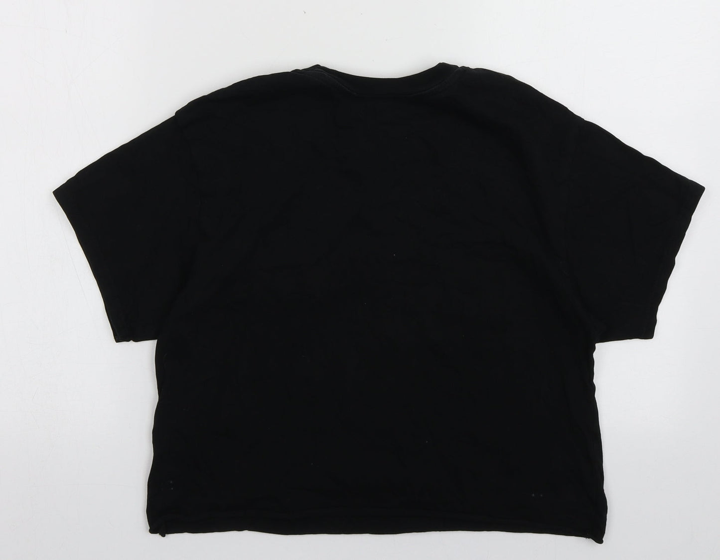 Miss Selfridge Womens Black  Cotton Cropped T-Shirt Size XS Collared