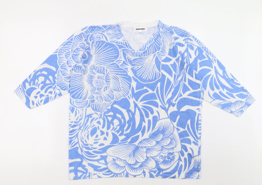 Gerard Womens Blue Geometric Viscose Pullover Sweatshirt Size 18  Pullover