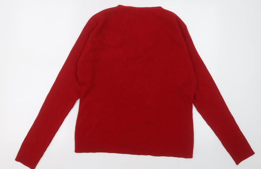 Preworn Womens Red  Acrylic Pullover Sweatshirt Size 20  Pullover