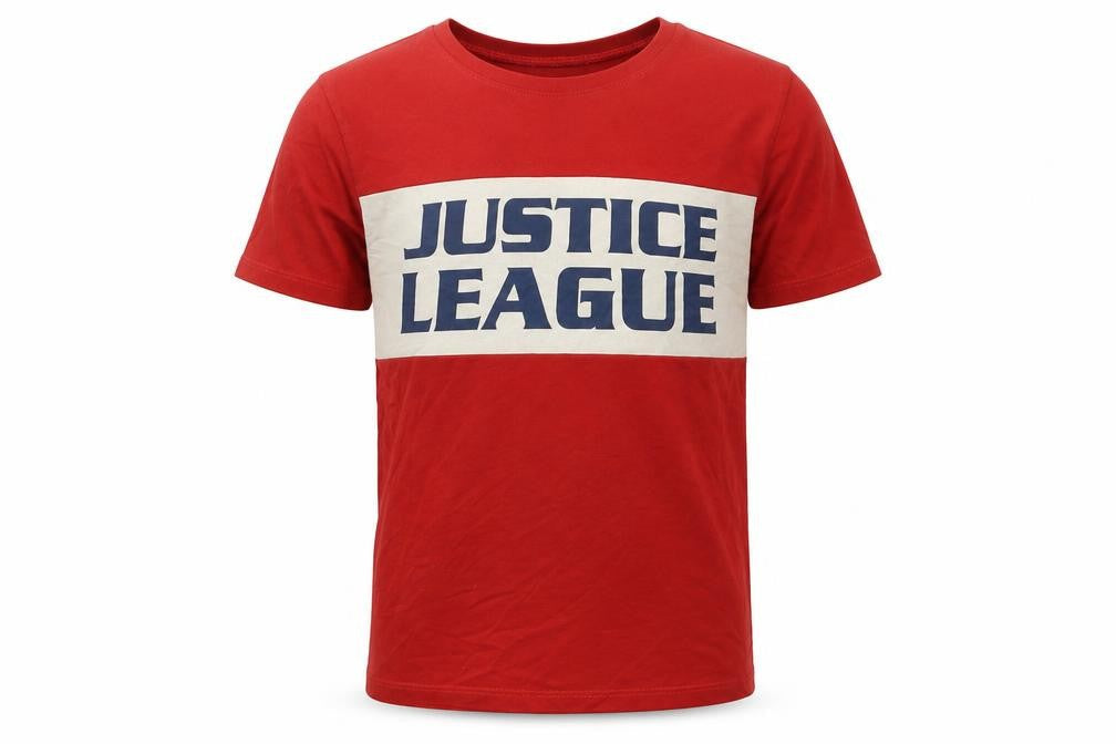 H&M Boys Red  Cotton Basic T-Shirt Size 6-7 Years Crew Neck  - Justice League