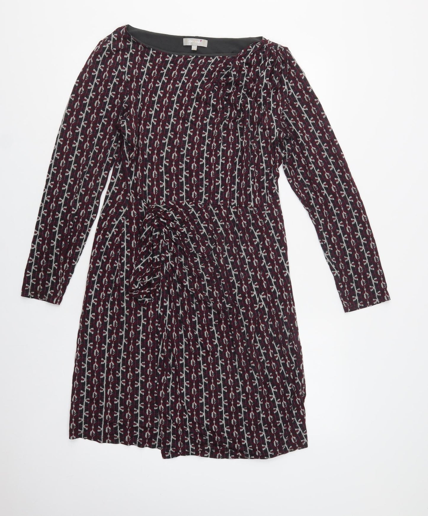 Per Una Womens Purple Geometric Viscose A-Line  Size 14  Boat Neck