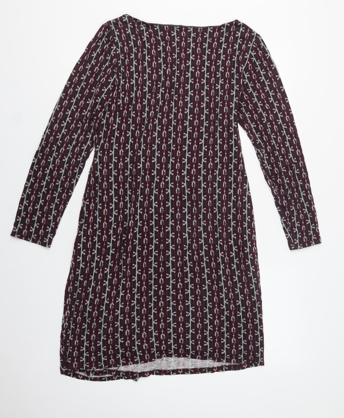 Per Una Womens Purple Geometric Viscose A-Line  Size 14  Boat Neck