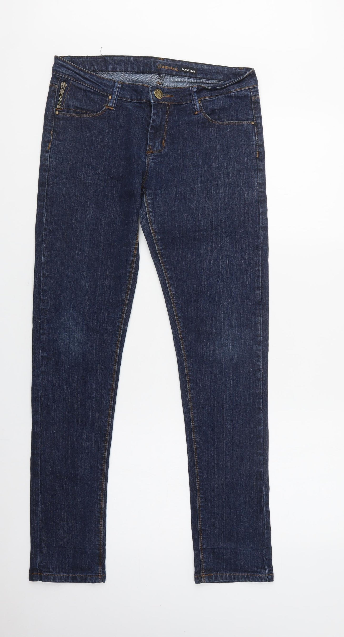 Cosmic Jeans Womens Blue  Cotton Skinny Jeans Size 12 L29 in Regular Button