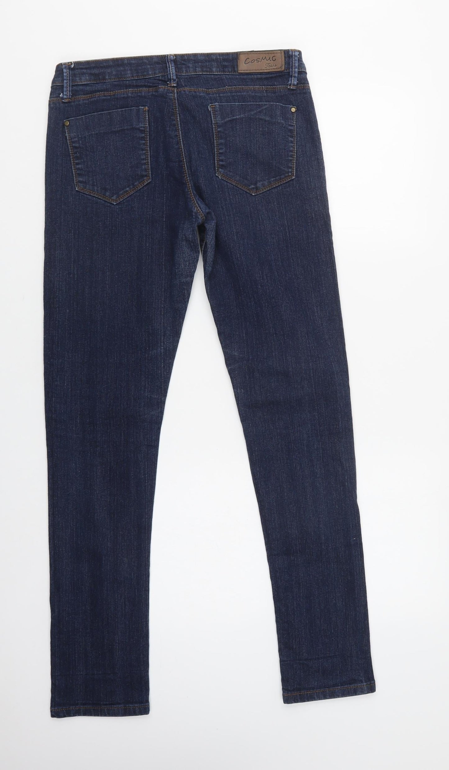 Cosmic Jeans Womens Blue  Cotton Skinny Jeans Size 12 L29 in Regular Button