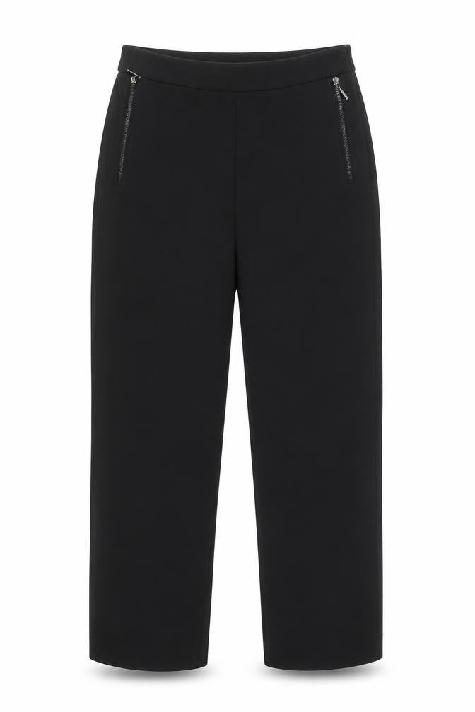Cotton Brothers Womens Black  Polyester Cropped Trousers Size XS L22 in Regular Zip