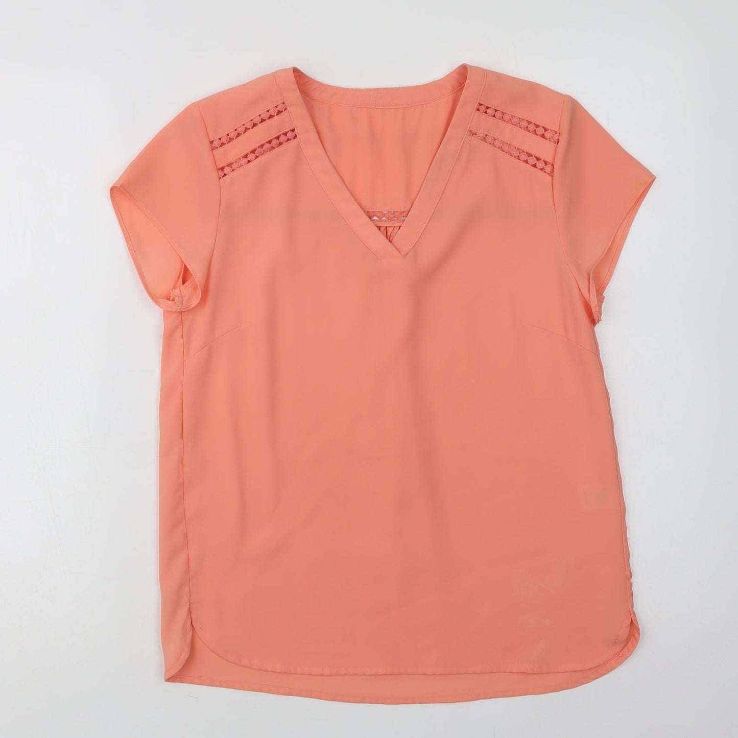 Rant & Rave Womens Orange  Polyester Basic Blouse Size S V-Neck