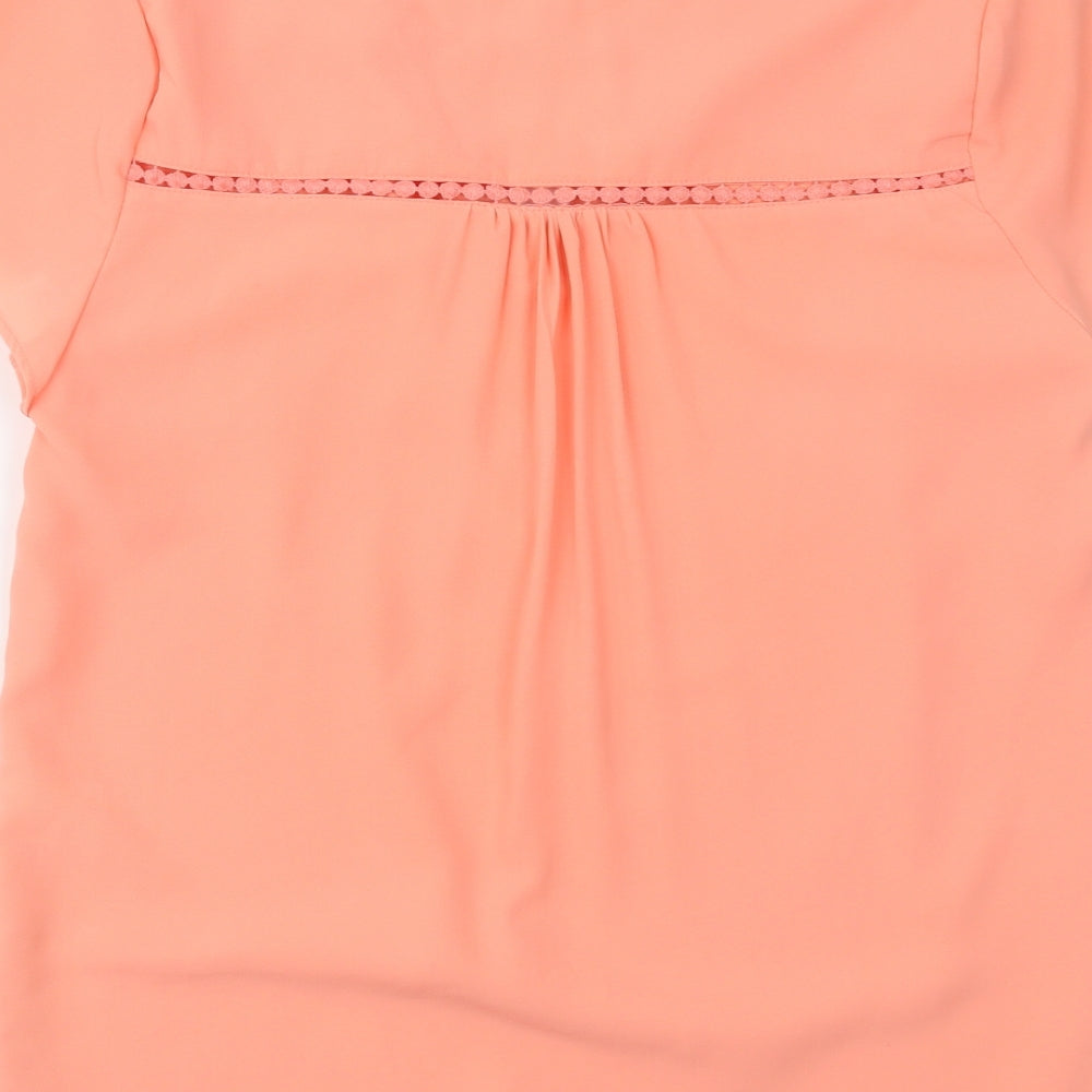 Rant & Rave Womens Orange  Polyester Basic Blouse Size S V-Neck