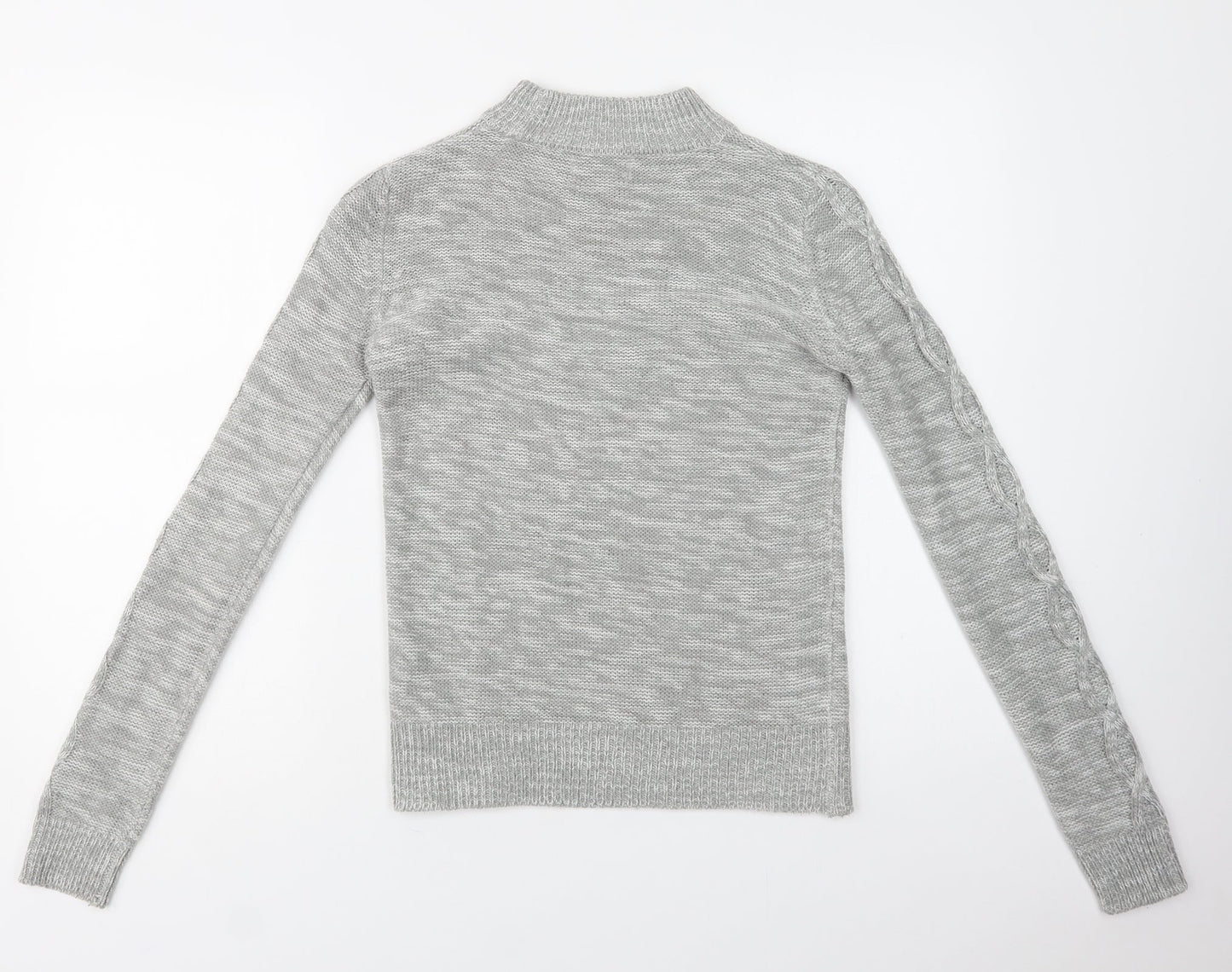 Matalan Womens Grey Mock Neck  Acrylic Pullover Jumper Size XS