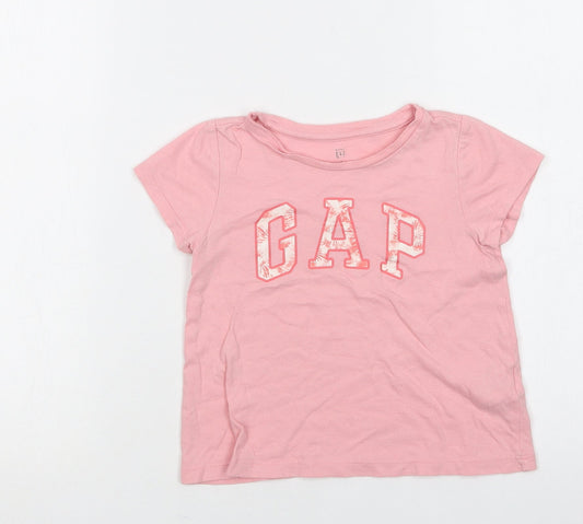 Gap Girls Pink  Cotton Basic Polo Size 3 Years Crew Neck