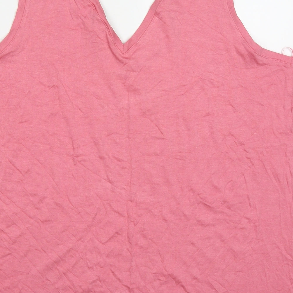 Papapa Womens Pink  Viscose Basic Tank Size 16 V-Neck