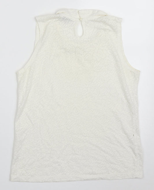 New Look Womens White  Cotton Basic Tank Size 10 Collared