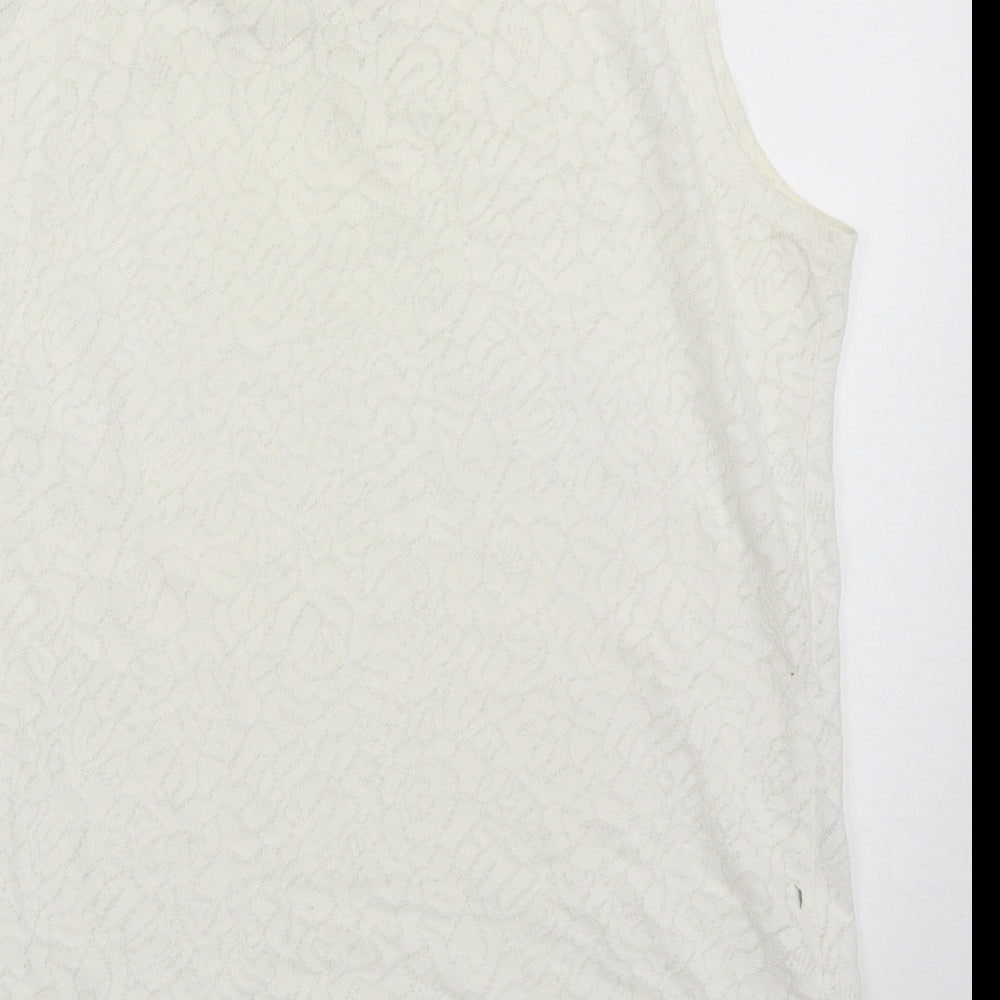 New Look Womens White  Cotton Basic Tank Size 10 Collared