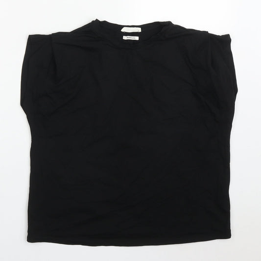 Reserves Womens Black  Cotton Basic T-Shirt Size XS Crew Neck